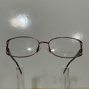 Valentino Elegant Brown Stainless Steel Eyeglasses